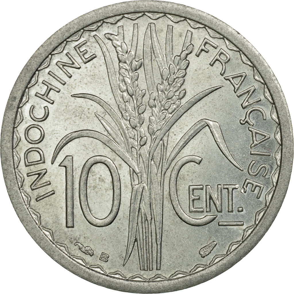 Coin, FRENCH INDO-CHINA, 10 Cents, 1945, Beaumont - Le Roger, MS(63), Aluminum