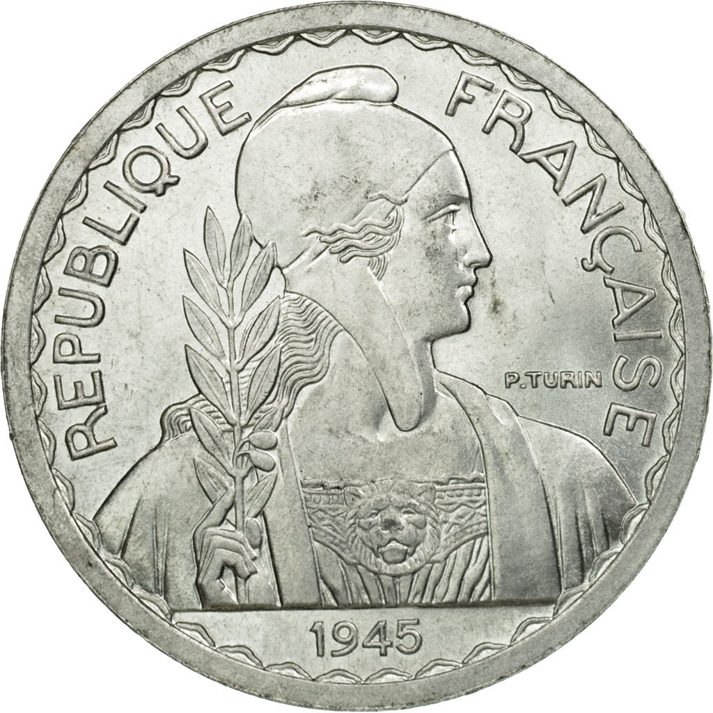 Coin, FRENCH INDO-CHINA, 20 Cents, 1945, Beaumont - Le Roger, MS(63), Aluminum