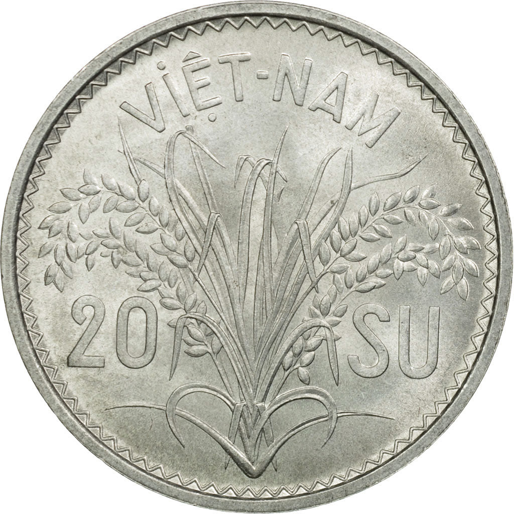 Coin, Vietnam, STATE OF SOUTH VIET NAM, 20 Su, 1953, Paris, MS(63), Aluminum