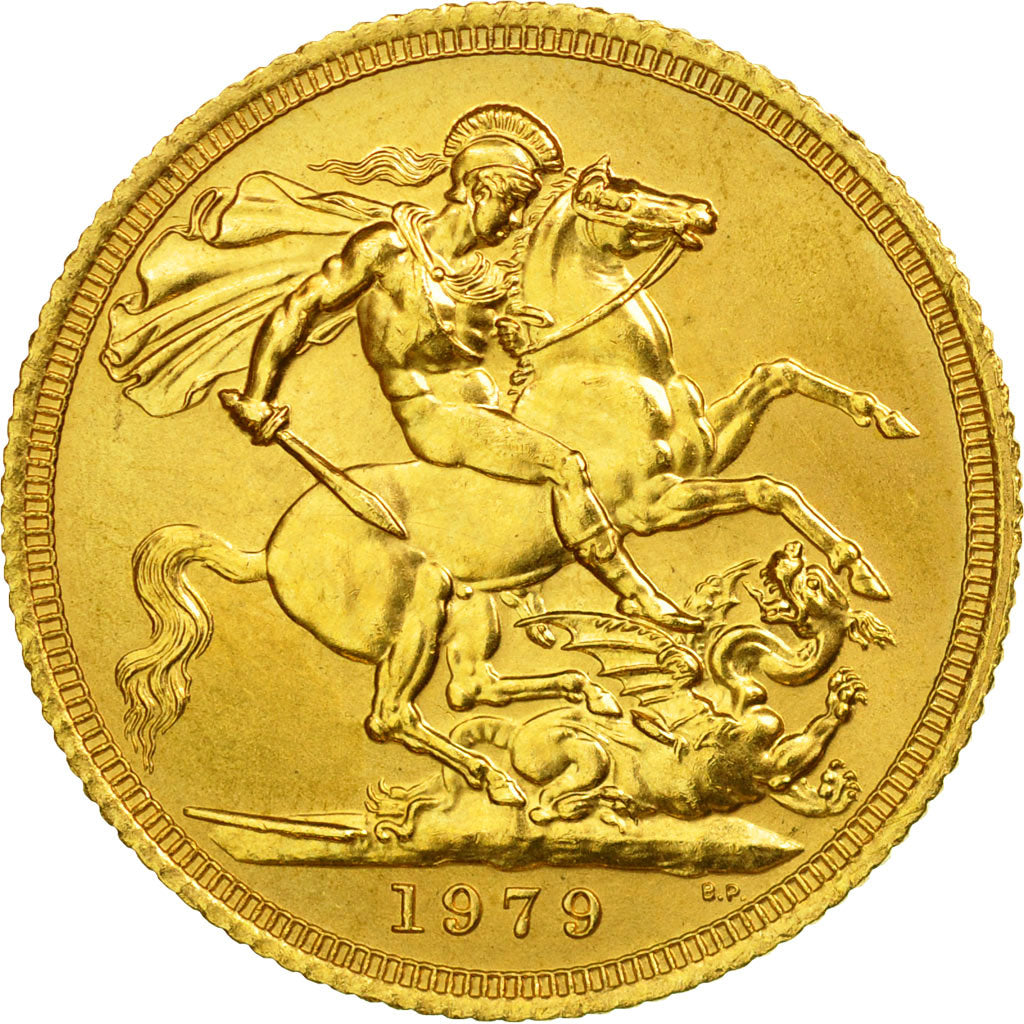 Coin, Great Britain, Elizabeth II, Sovereign, 1979, MS(63), Gold, KM:919