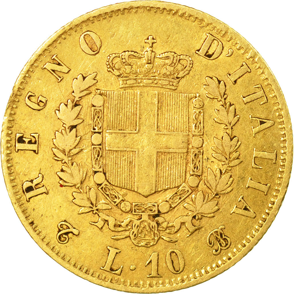 Coin, Italy, Vittorio Emanuele II, 10 Lire, 1863, Torino, EF(40-45), Gold