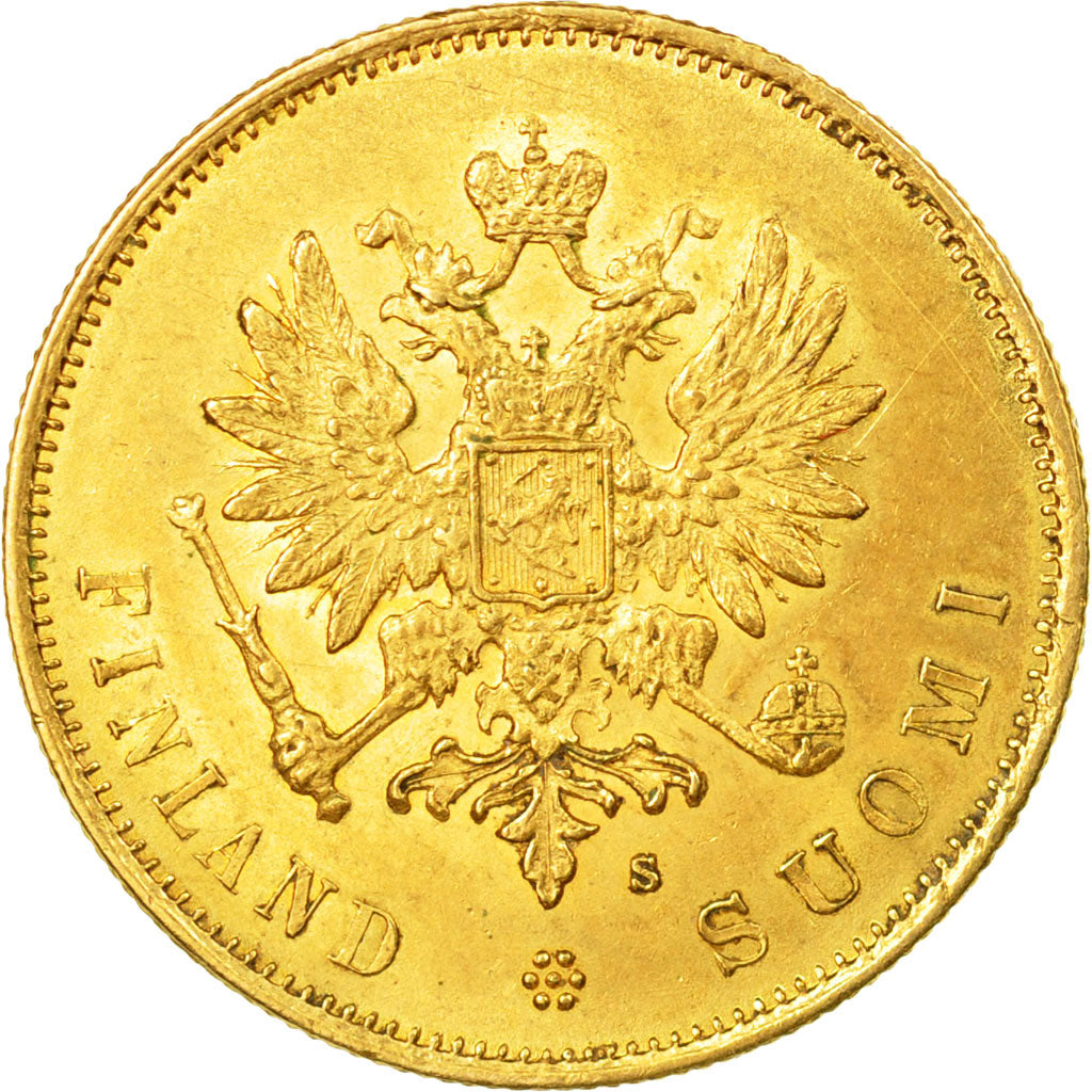 Coin, Finland, Nicholas II, 10 Markkaa, 1879, Helsinki, AU(50-53), Gold, KM:8.2