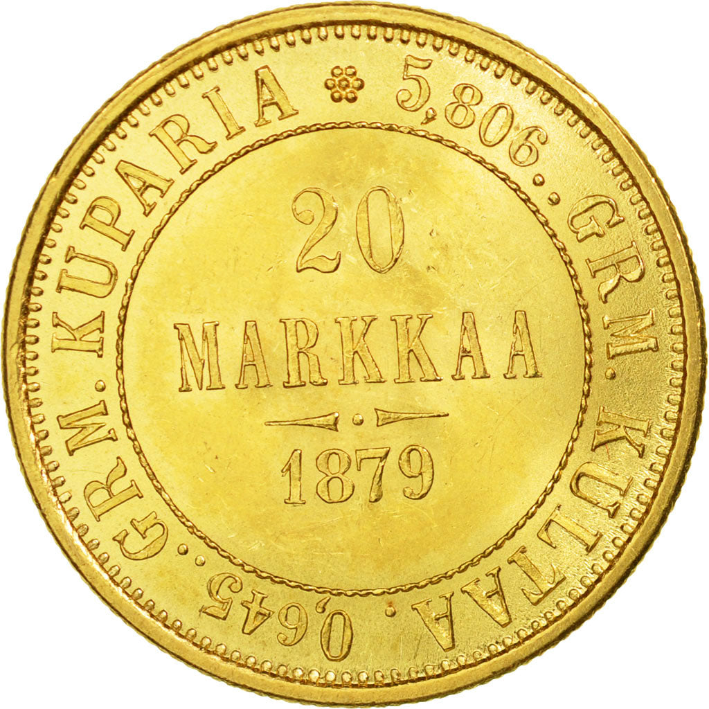 Monnaie, Finlande, Nicholas II, 20 Markkaa, 1879, Helsinki, SPL, Or, KM:9.2