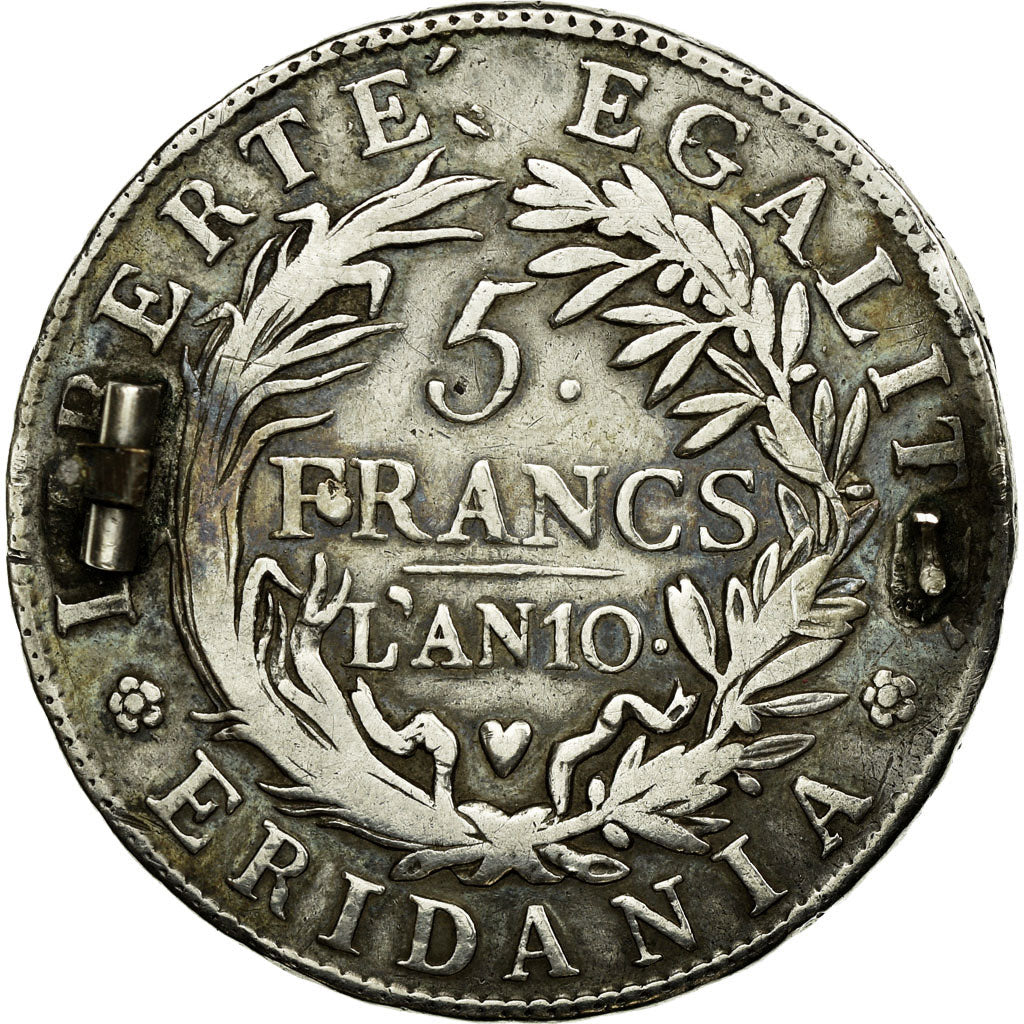 Münze, Italien Staaten, PIEDMONT REPUBLIC, 5 Francs, An 10, Turin, S, Silber