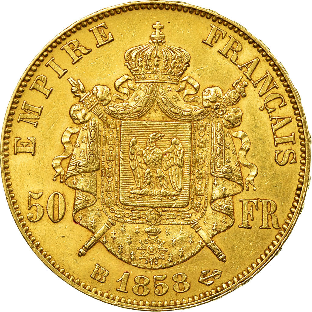 Coin, France, Napoleon III, Napoléon III, 50 Francs, 1858, Strasbourg