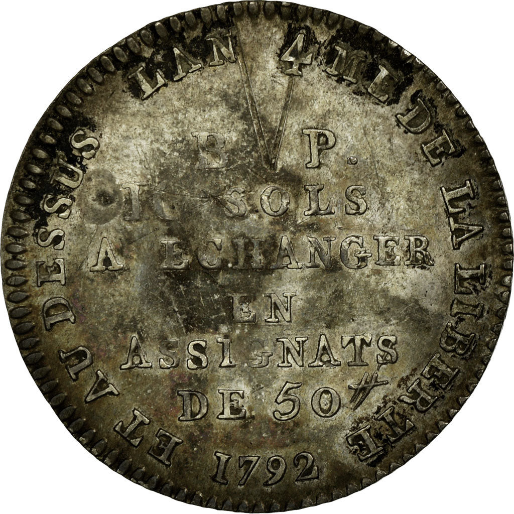 Münze, Frankreich, Lefevre Lesage, 10 Sols, 1792, SS, Silber, KM:Tn19