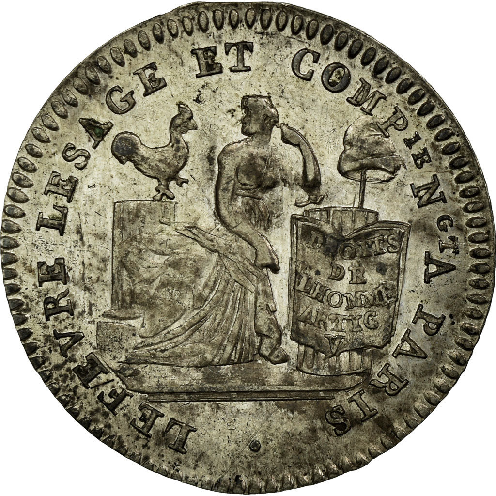 Moneta, Francia, Lefevre Lesage, 10 Sols, 1792, BB, Argento, KM:Tn19