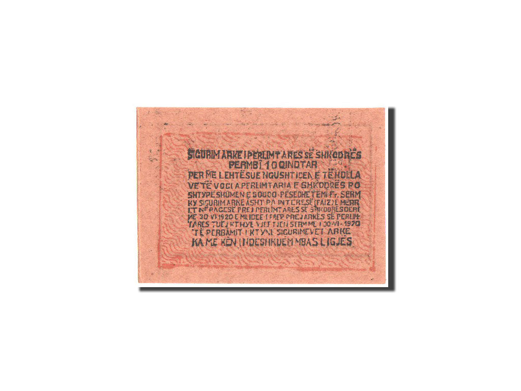 Albania, Shkoder, 10 Qindtar, 30.1.1920, KM:S172, UNC