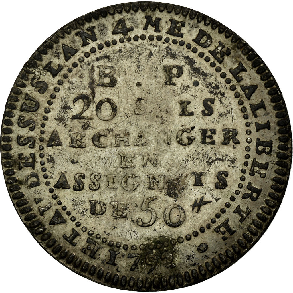 Coin, France, Lefevre Lesage, 20 Sols, 1792, EF(40-45), Silver, KM:Tn21