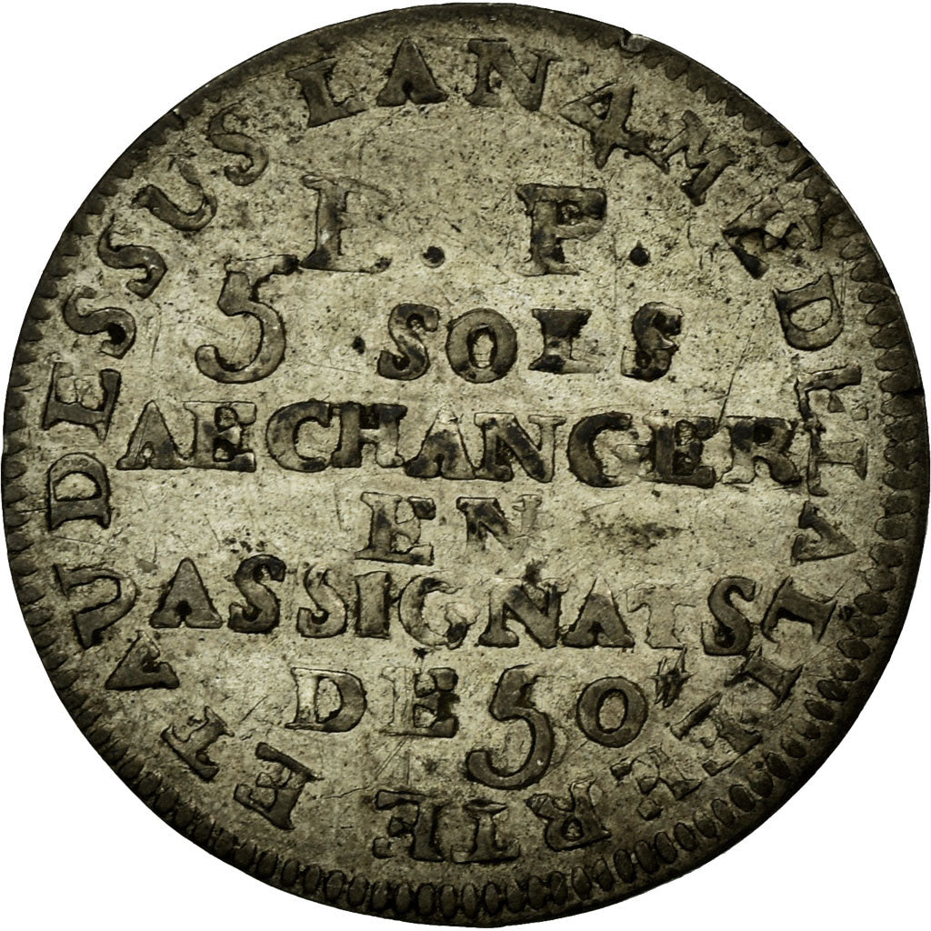 Coin, France, Lefevre Lesage, 5 Sols, 1792, EF(40-45), Silver, KM:Tn15