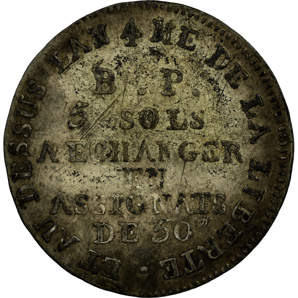 Coin, France, Lefevre Lesage, 5 Sols, 1792, EF(40-45), Silver, KM:Tn16