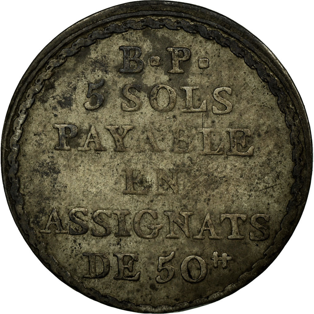 Moneta, Francja, Manufacture Potter, 5 Sols, 1792, VF(20-25), Srebro, Mazard:173