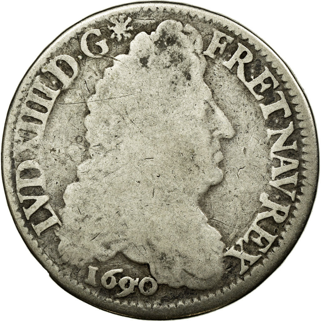 Coin, France, Louis XIV, 1/2 Écu aux 8 L, 1/2 Ecu, 1690, Paris, F(12-15)