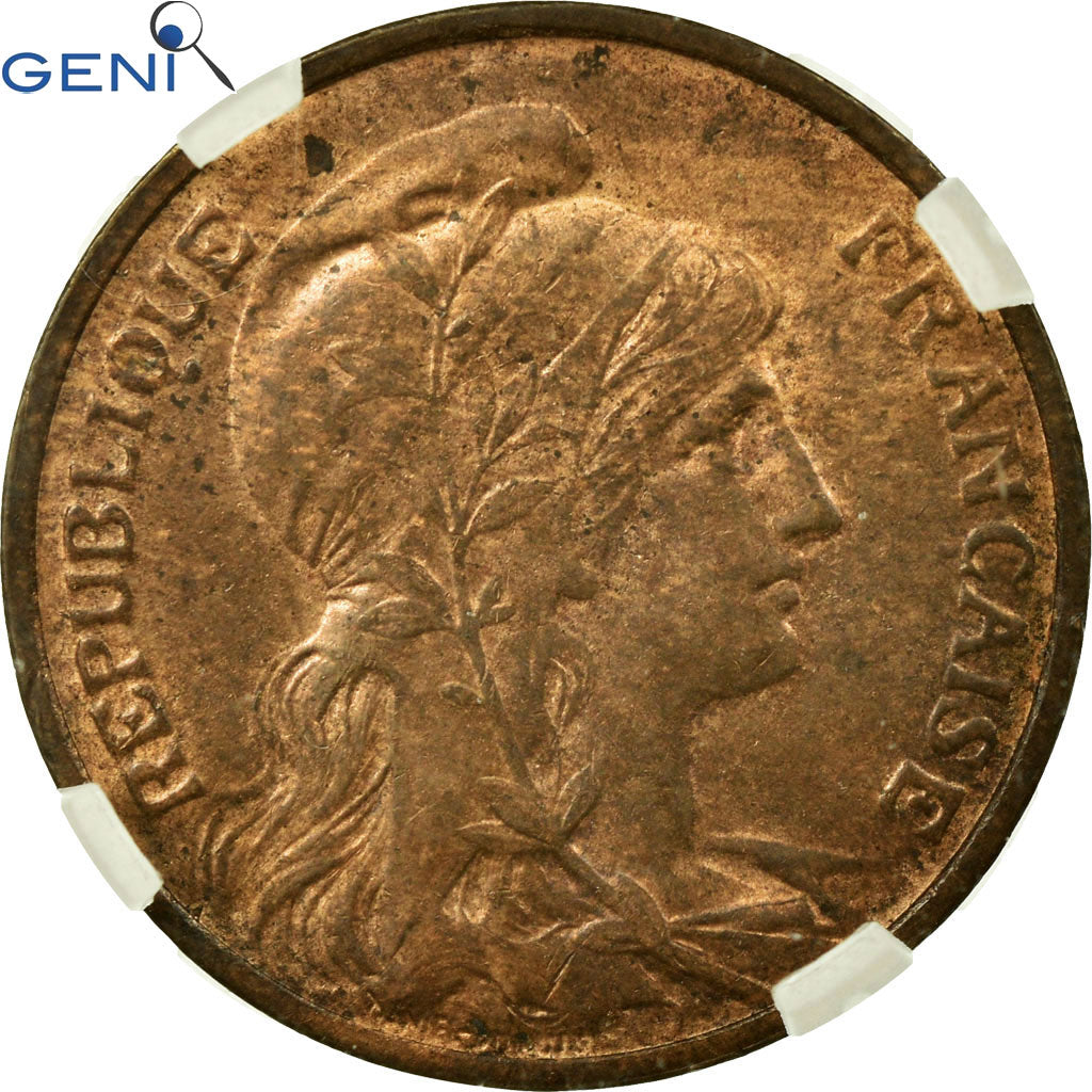 Moneta, Francia, Dupuis, 5 Centimes, 1911, Paris, GENI, MS62RB, Bronzo, KM:842