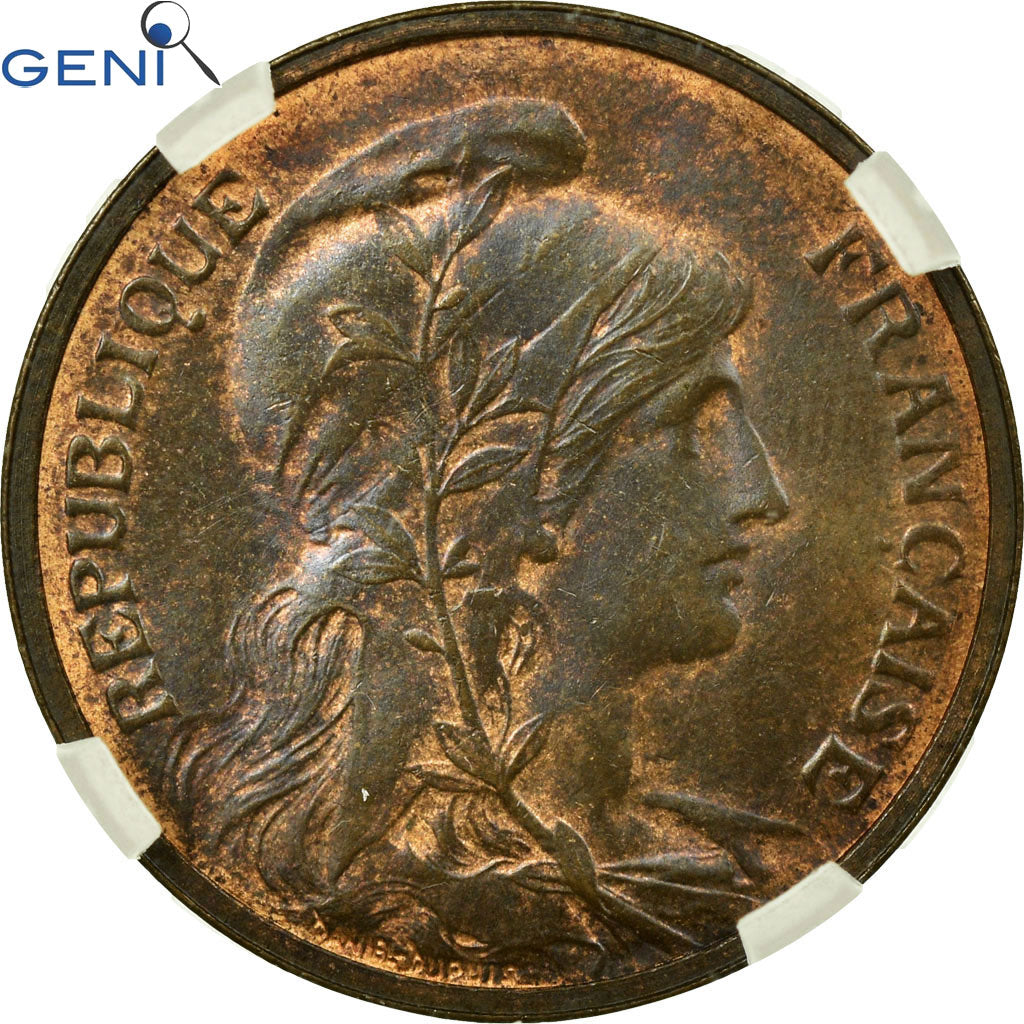 Monnaie, France, Dupuis, 5 Centimes, 1911, Paris, GENI, MS63BR, Bronze