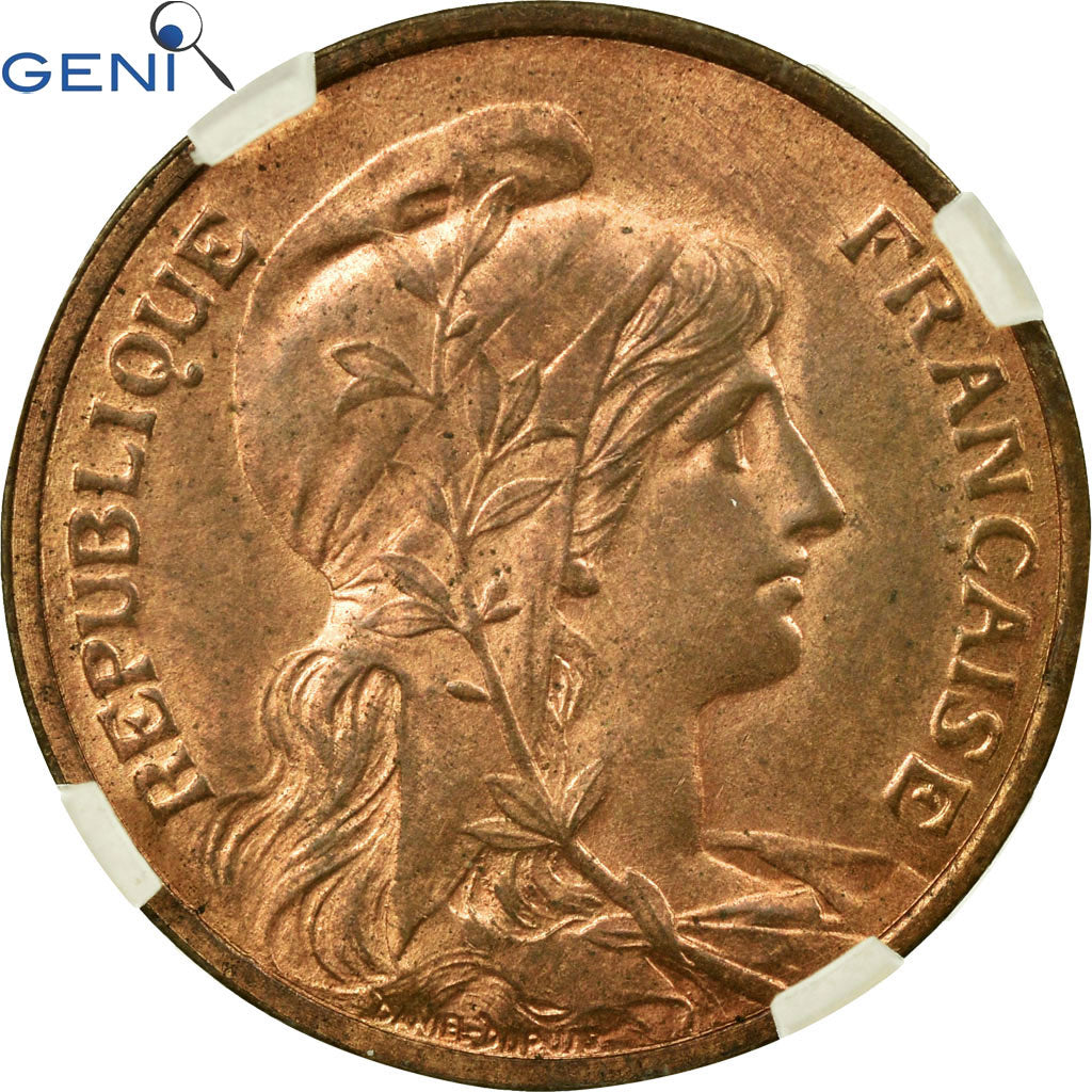 Monnaie, France, Dupuis, 5 Centimes, 1913, Paris, GENI, MS63RB, Bronze