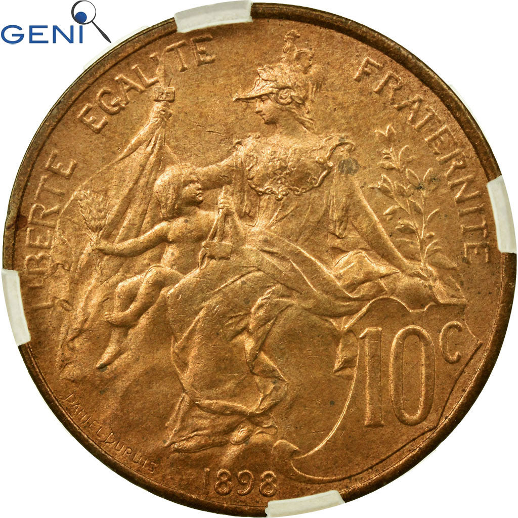 Moneta, Francia, Dupuis, 10 Centimes, 1898, Paris, GENI, MS64RB, Bronzo, KM:843