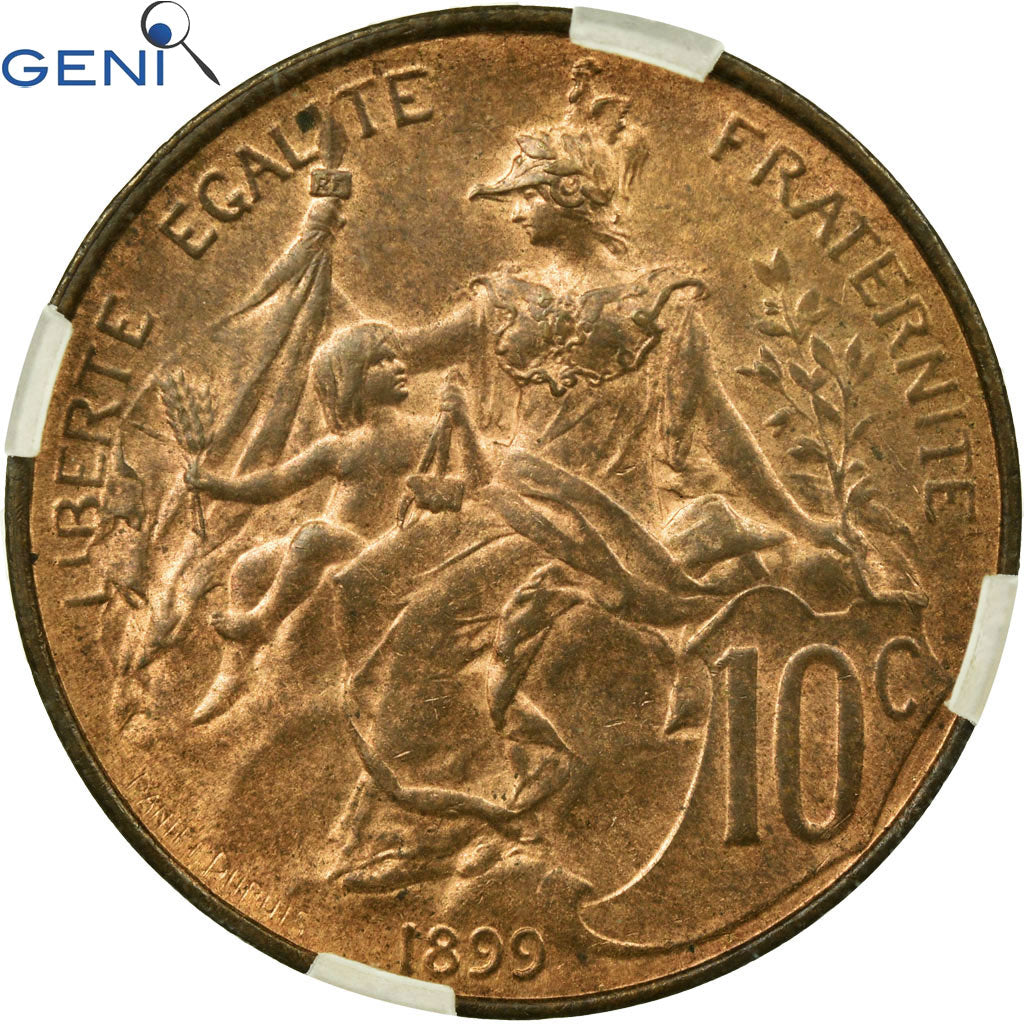 Moneta, Francia, Dupuis, 10 Centimes, 1899, Paris, GENI, MS64RB, Bronzo, KM:843