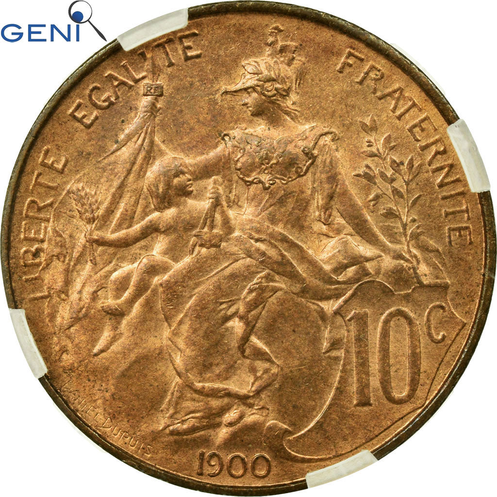 Coin, France, Dupuis, 10 Centimes, 1900, Paris, GENI, MS63RB, Bronze, KM:843