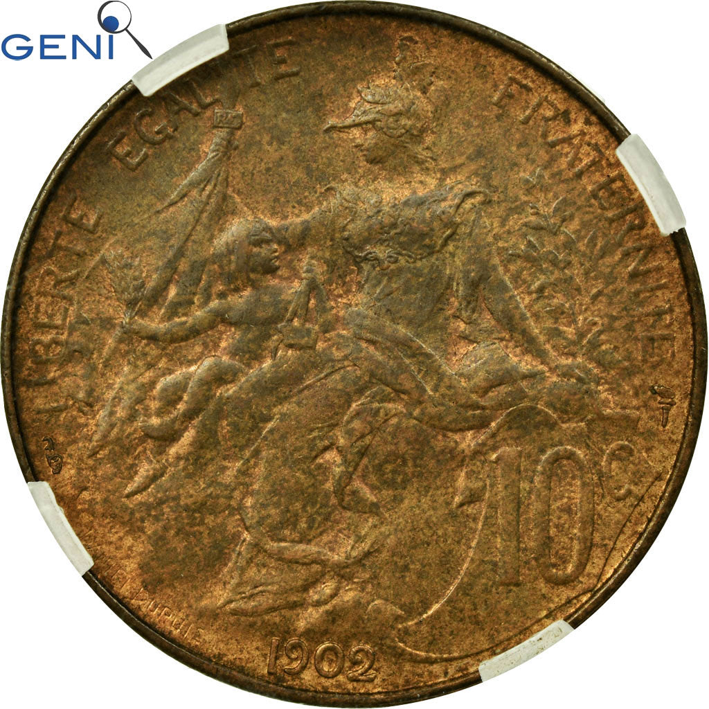 Coin, France, Dupuis, 10 Centimes, 1902, Paris, GENI, MS62BR, Bronze, KM:843