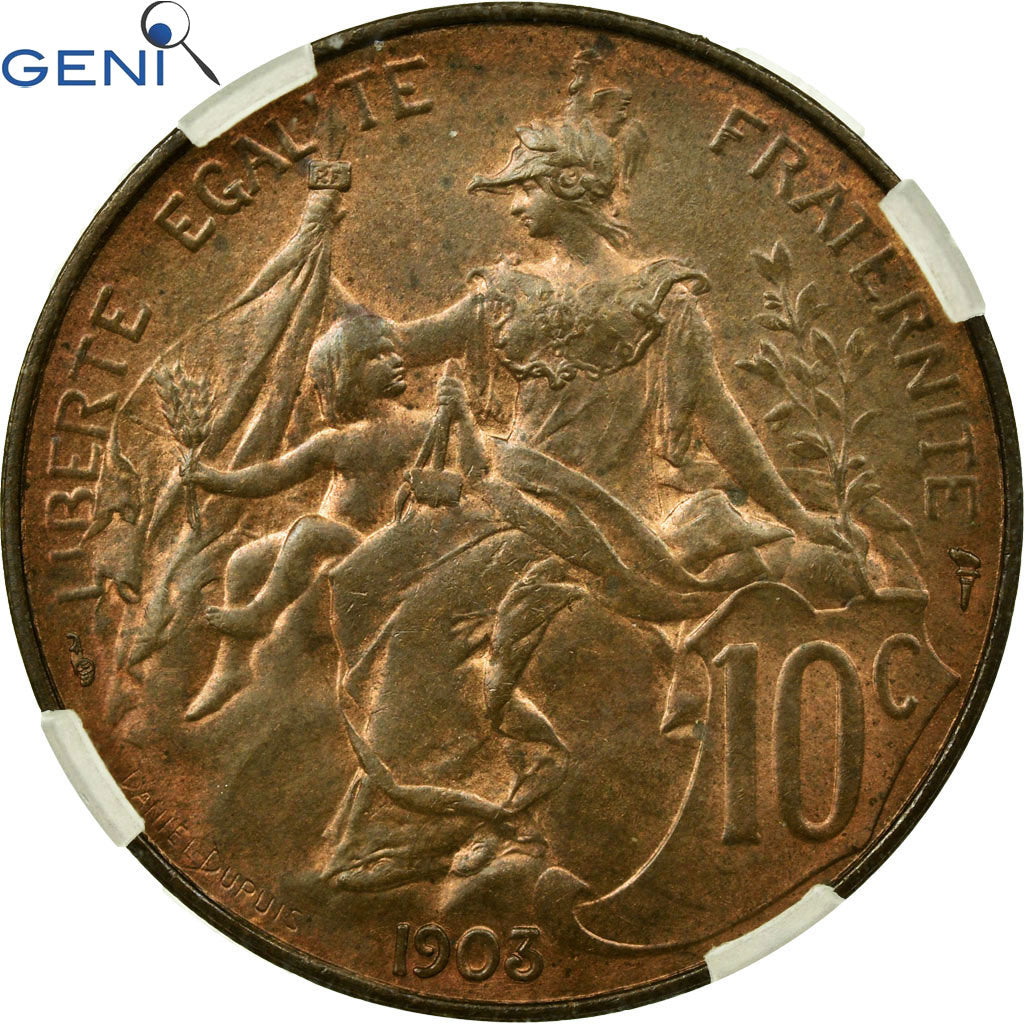 Coin, France, Dupuis, 10 Centimes, 1903, Paris, GENI, MS64BR, Bronze, KM:843
