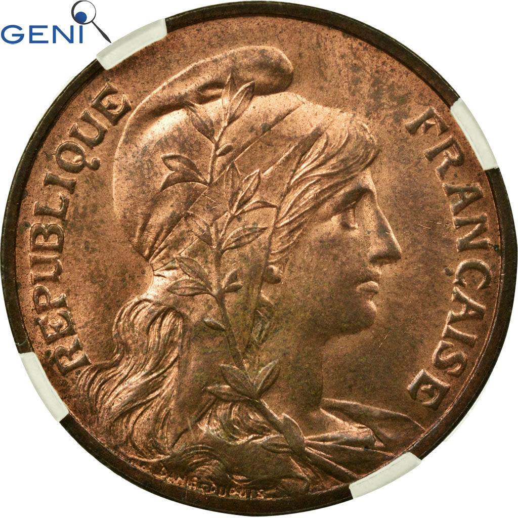Moneda, Francia, Dupuis, 10 Centimes, 1907, Paris, GENI, MS63RB, Bronce, KM:843