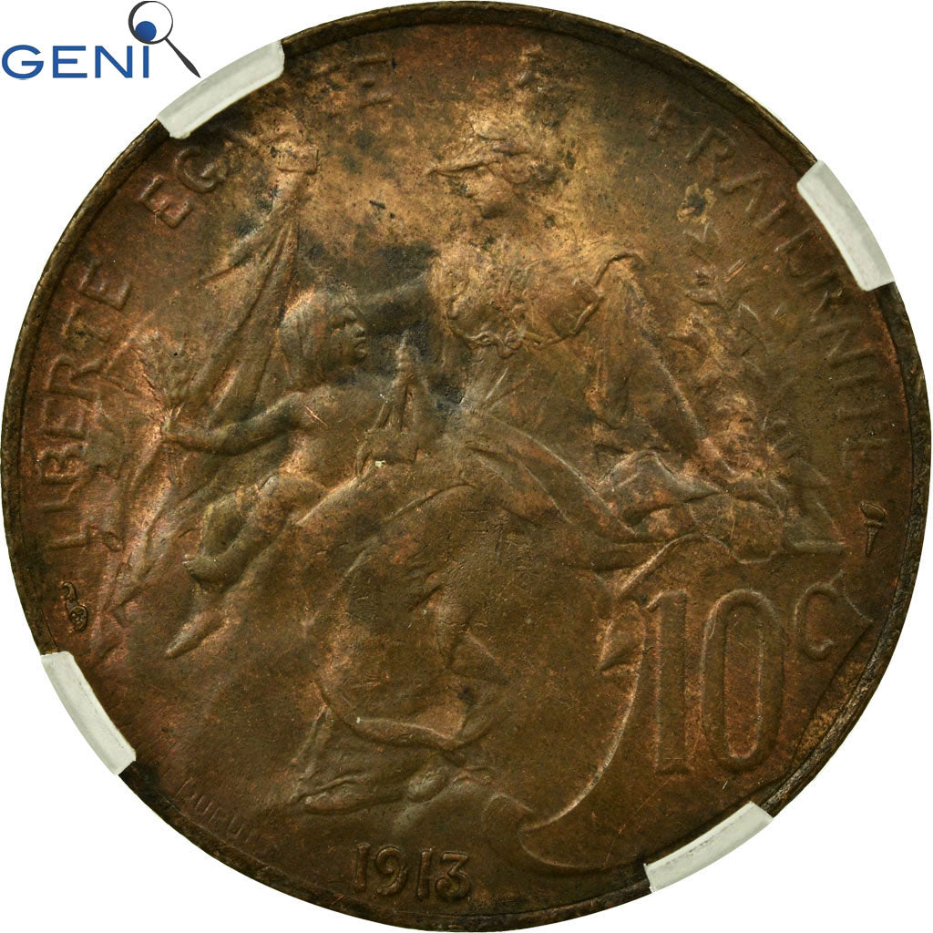 Münze, Frankreich, Dupuis, 10 Centimes, 1913, Paris, GENI, AU58BR, Bronze