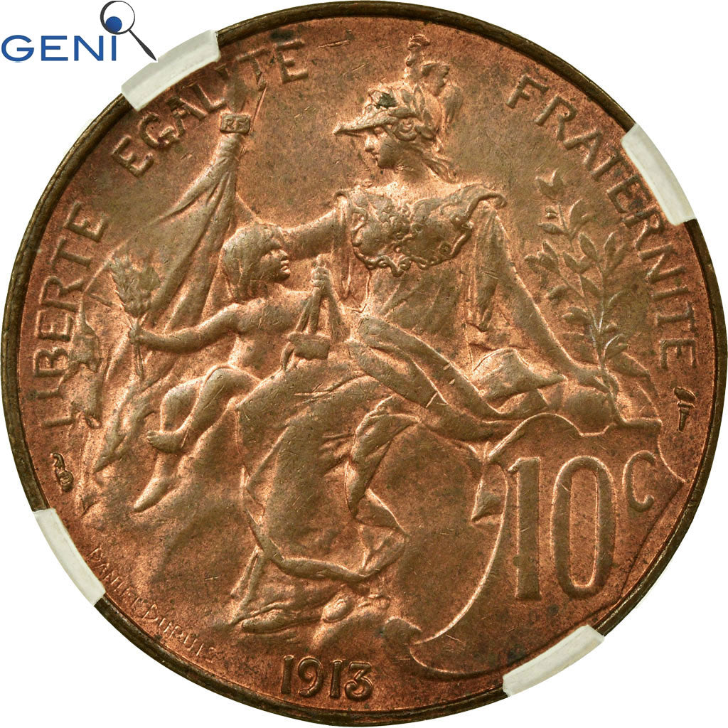 Coin, France, Dupuis, 10 Centimes, 1913, Paris, GENI, MS63RB, Bronze, KM:843