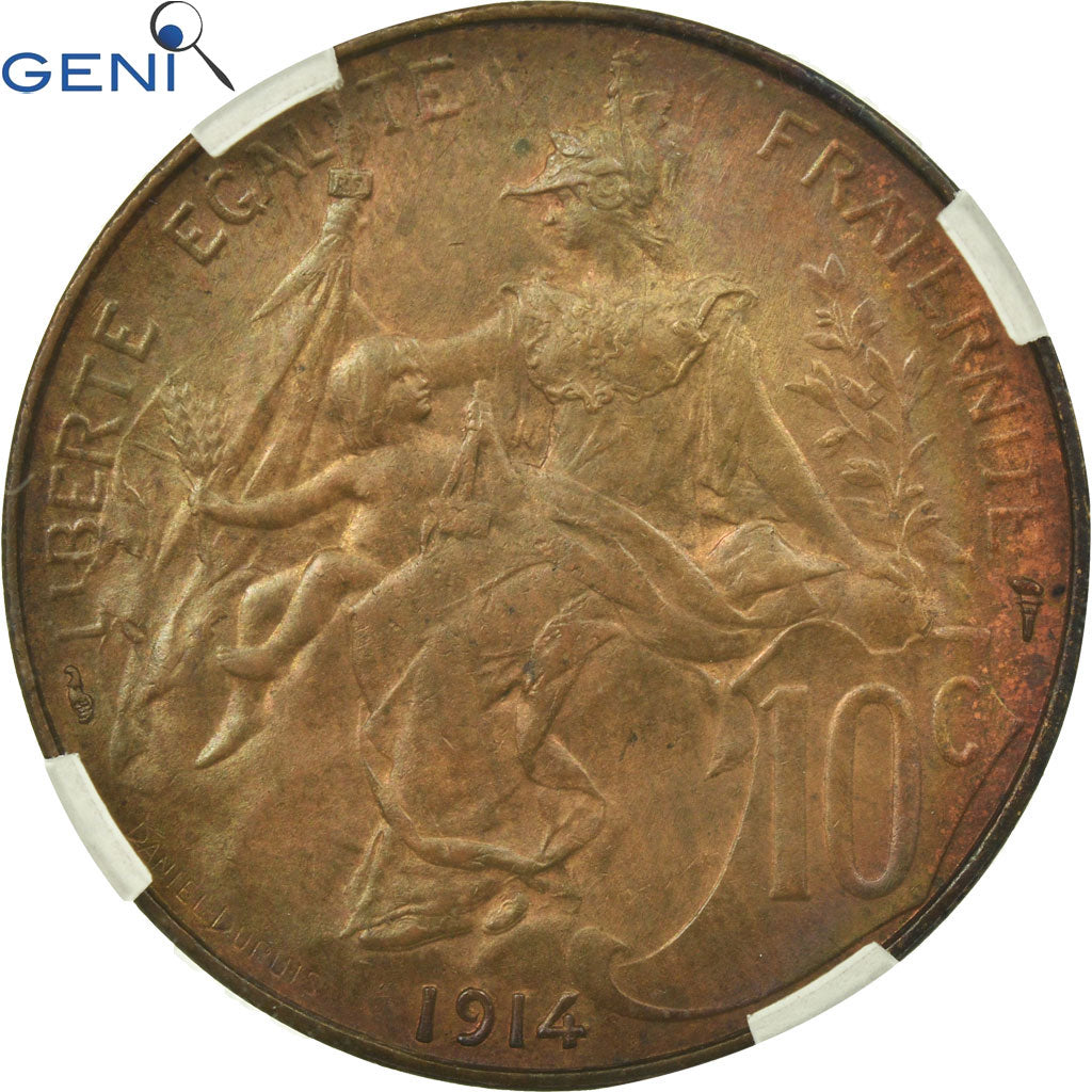 Coin, France, Dupuis, 10 Centimes, 1914, Paris, GENI, MS63RB, Bronze, KM:843
