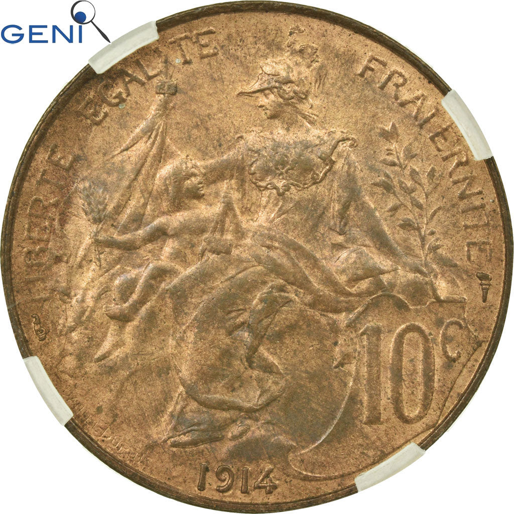 Coin, France, Dupuis, 10 Centimes, 1914, Paris, GENI, MS63RB, Bronze, KM:843
