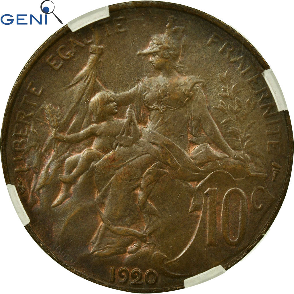 Coin, France, Dupuis, 10 Centimes, 1920, Paris, GENI, MS63BR, Bronze, KM:843