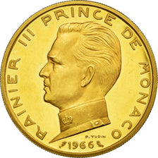 Coin, Monaco, Rainier III, 5 Francs, 1966, Paris, ESSAI, MS(60-62), Gold, KM:E55