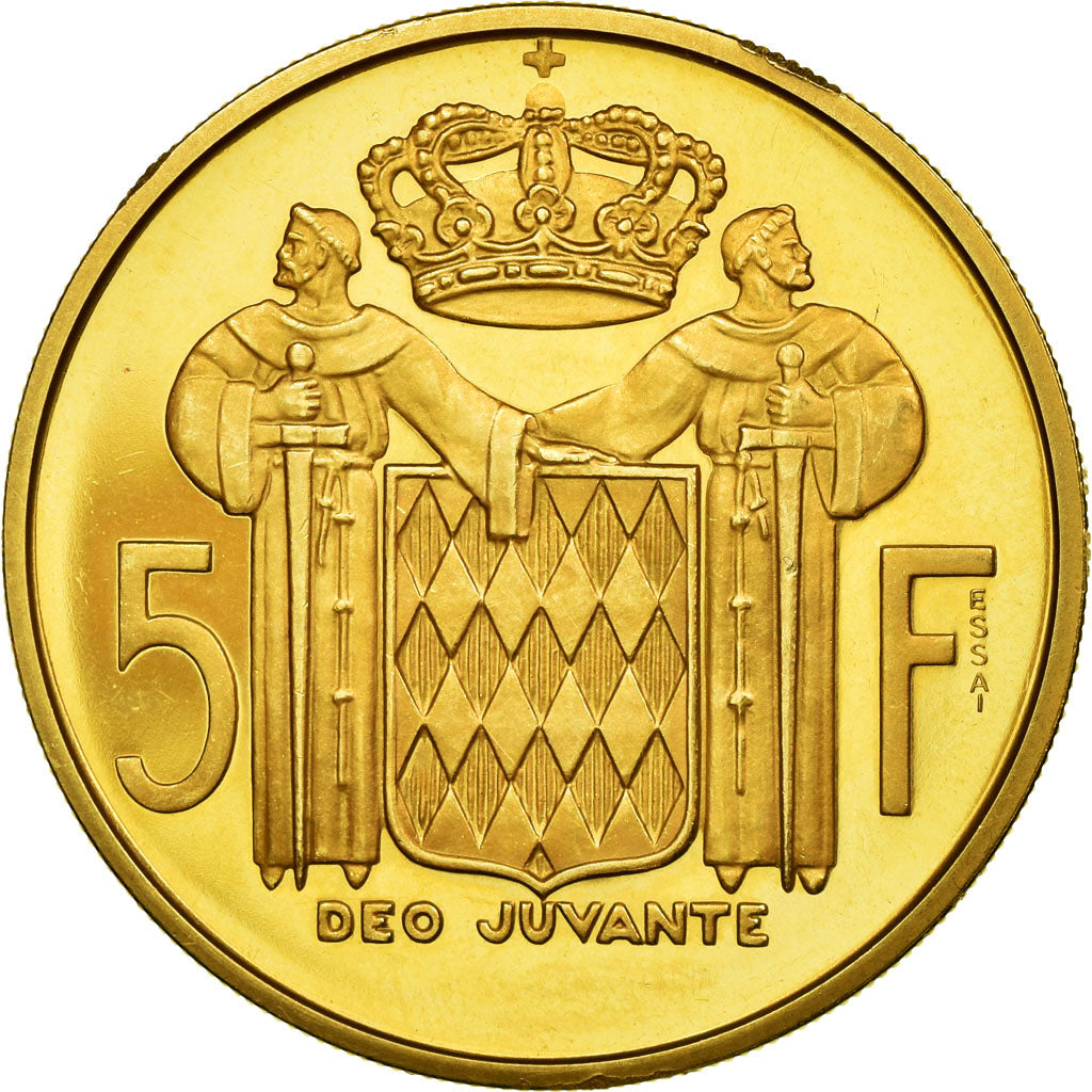 Coin, Monaco, Rainier III, 5 Francs, 1966, Paris, ESSAI, MS(60-62), Gold, KM:E55