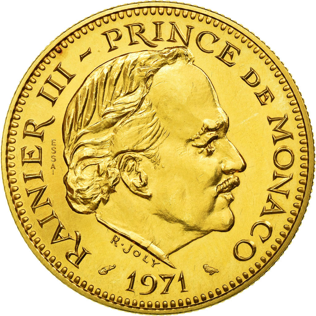 Coin, Monaco, Rainier III, 5 Francs, 1971, Paris, ESSAI, MS(63), Gold, KM:E60