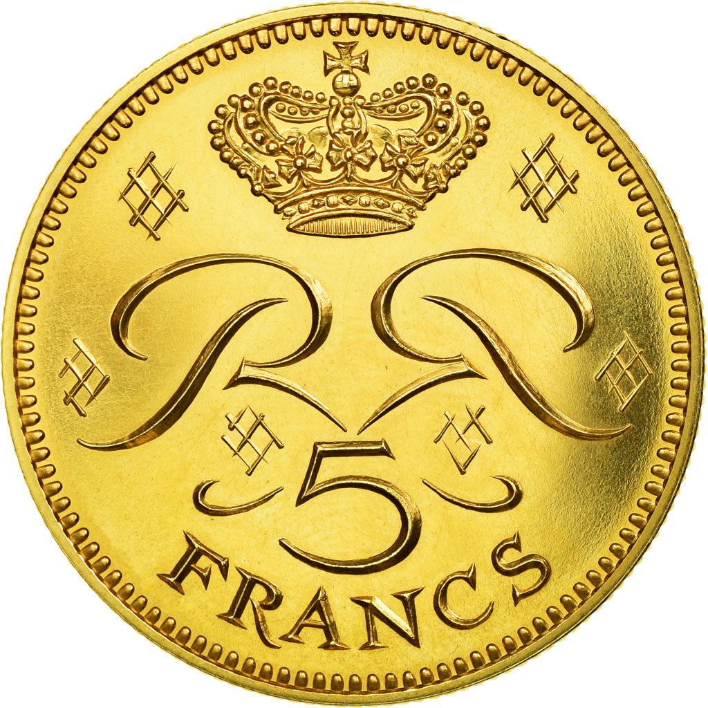 Coin, Monaco, Rainier III, 5 Francs, 1971, Paris, ESSAI, MS(63), Gold, KM:E60