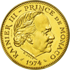 Coin, Monaco, Rainier III, 5 Francs, 1974, Paris, ESSAI, MS(63), Gold, KM:E62