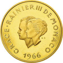Coin, Monaco, Grace et Rainier III, 200 Francs, 1966, Paris, MS(63), Gold, KM:M2