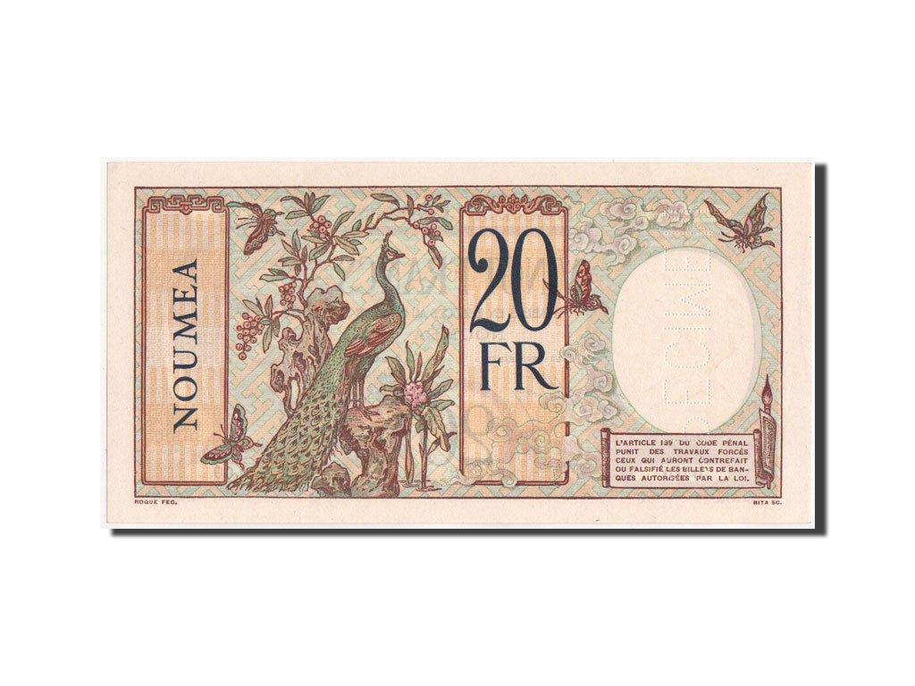 New Caledonia, Noumea, 20 Francs, 1929, SPECIMEN, KM:37s