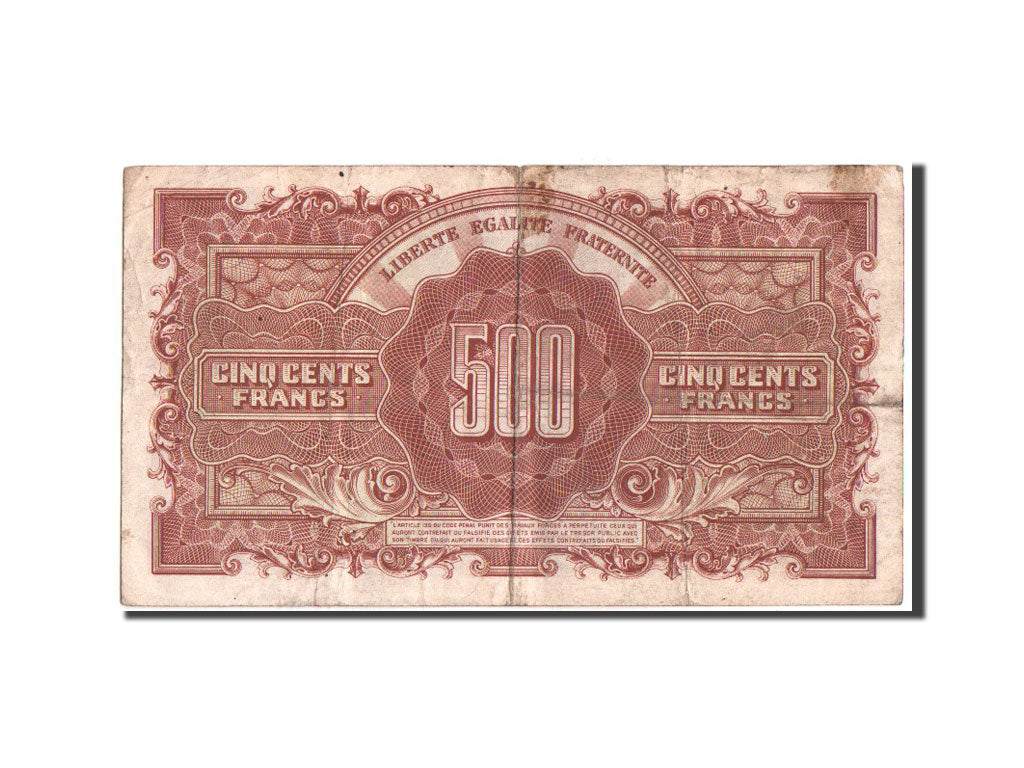 France, Treasury, 500 Francs, 1945, KM:106