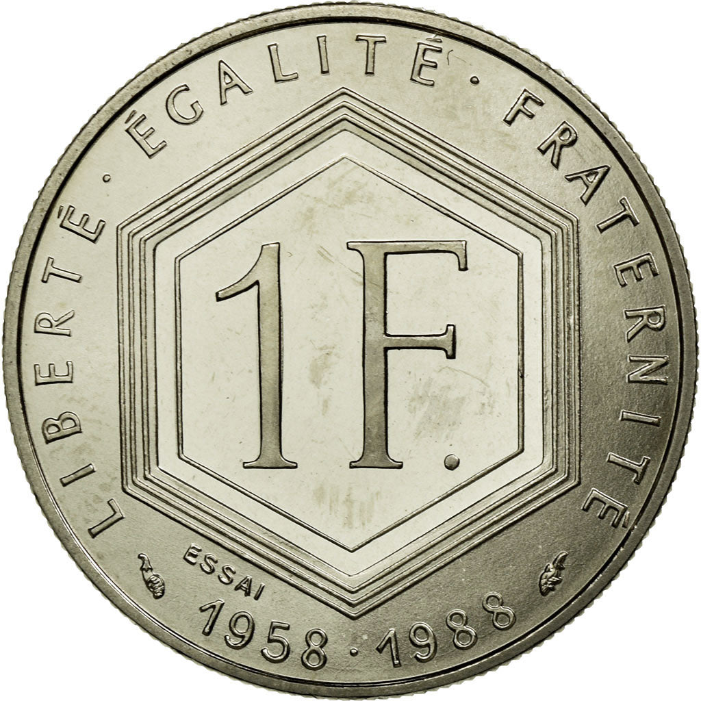 Coin, France, Charles de Gaulle, Franc, 1988, Paris, ESSAI, MS(63), Nickel