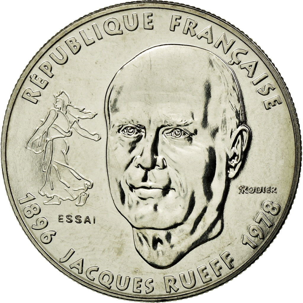 Coin, France, Jacques Rueff, Franc, 1996, Paris, ESSAI, MS(63), Nickel, KM:1160