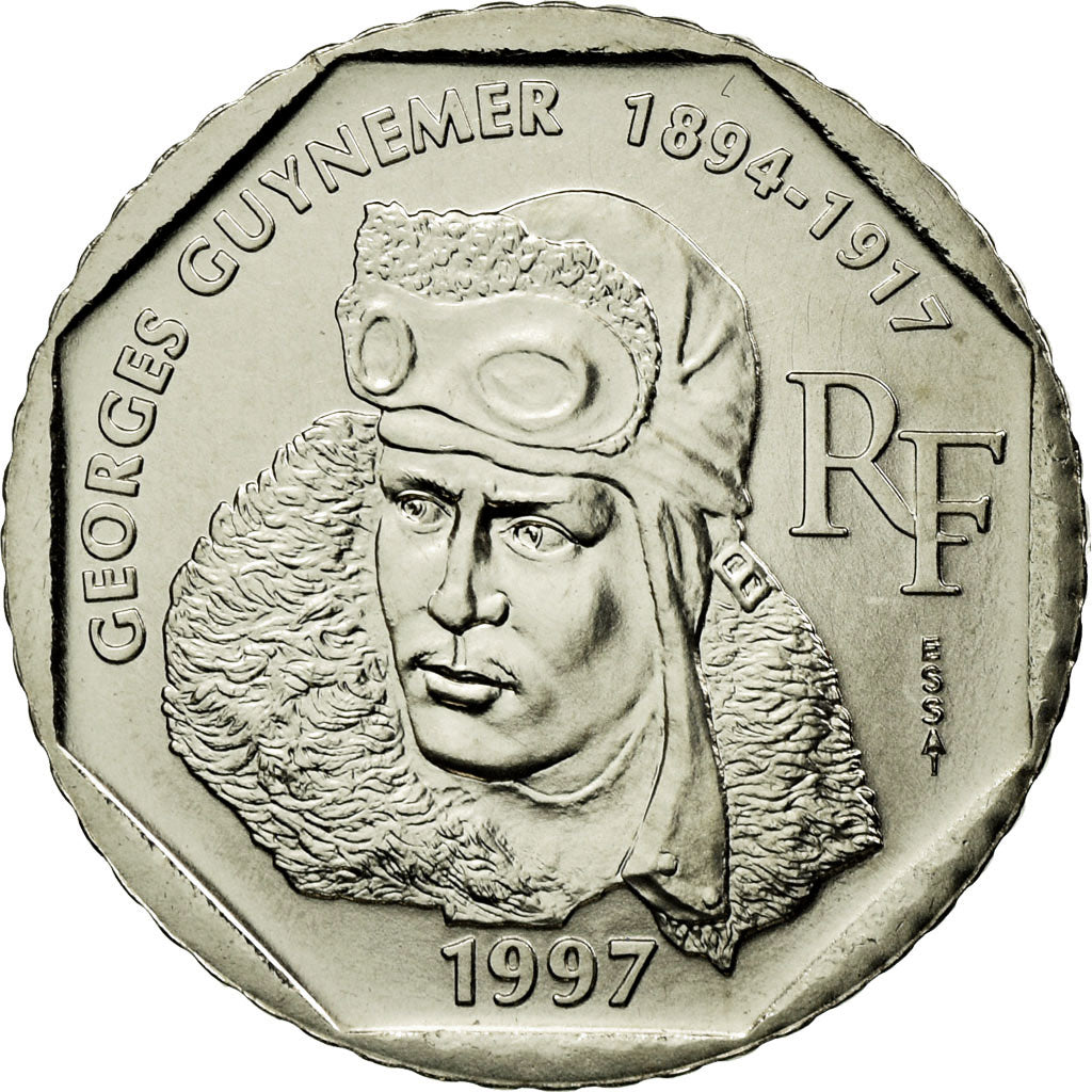 Coin, France, Guynemer, 2 Francs, 1997, Paris, ESSAI, MS(63), Nickel, KM:1187