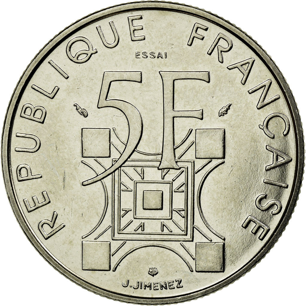 Monnaie, France, Tour Eiffel, 5 Francs, 1989, Paris, ESSAI, SPL, Nickel