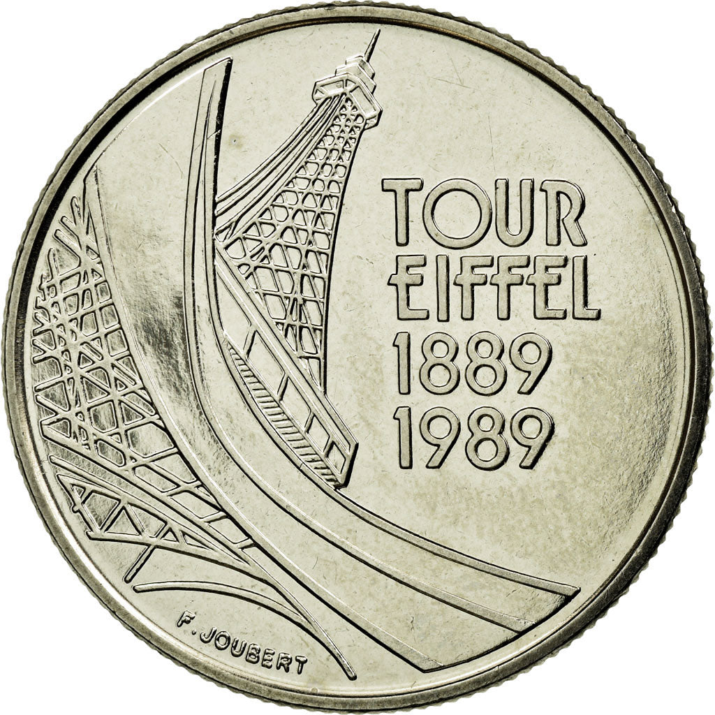 Coin, France, Tour Eiffel, 5 Francs, 1989, Paris, ESSAI, MS(63), Nickel