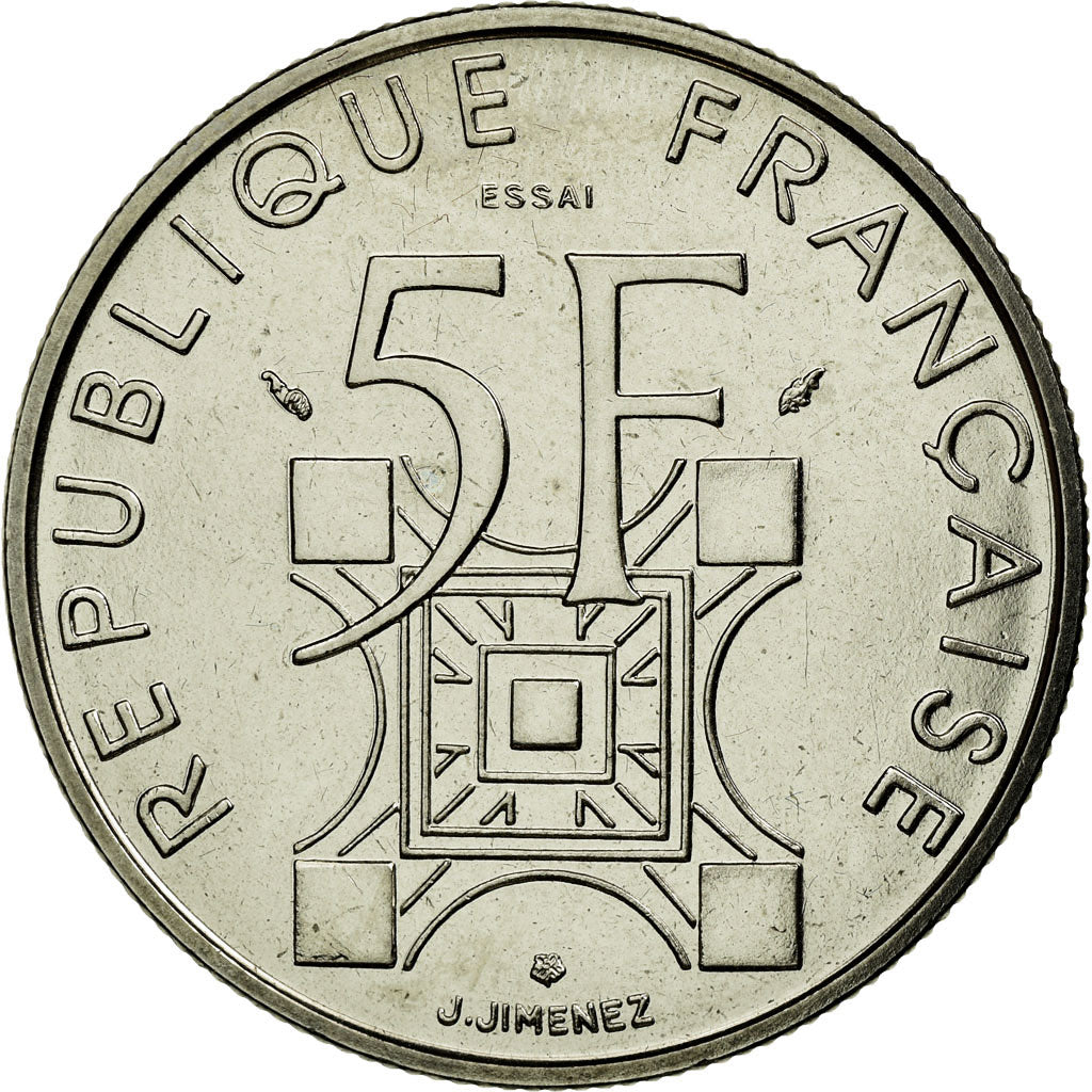 Munten, Frankrijk, Tour Eiffel, 5 Francs, 1989, Paris, ESSAI, UNC-, Nickel