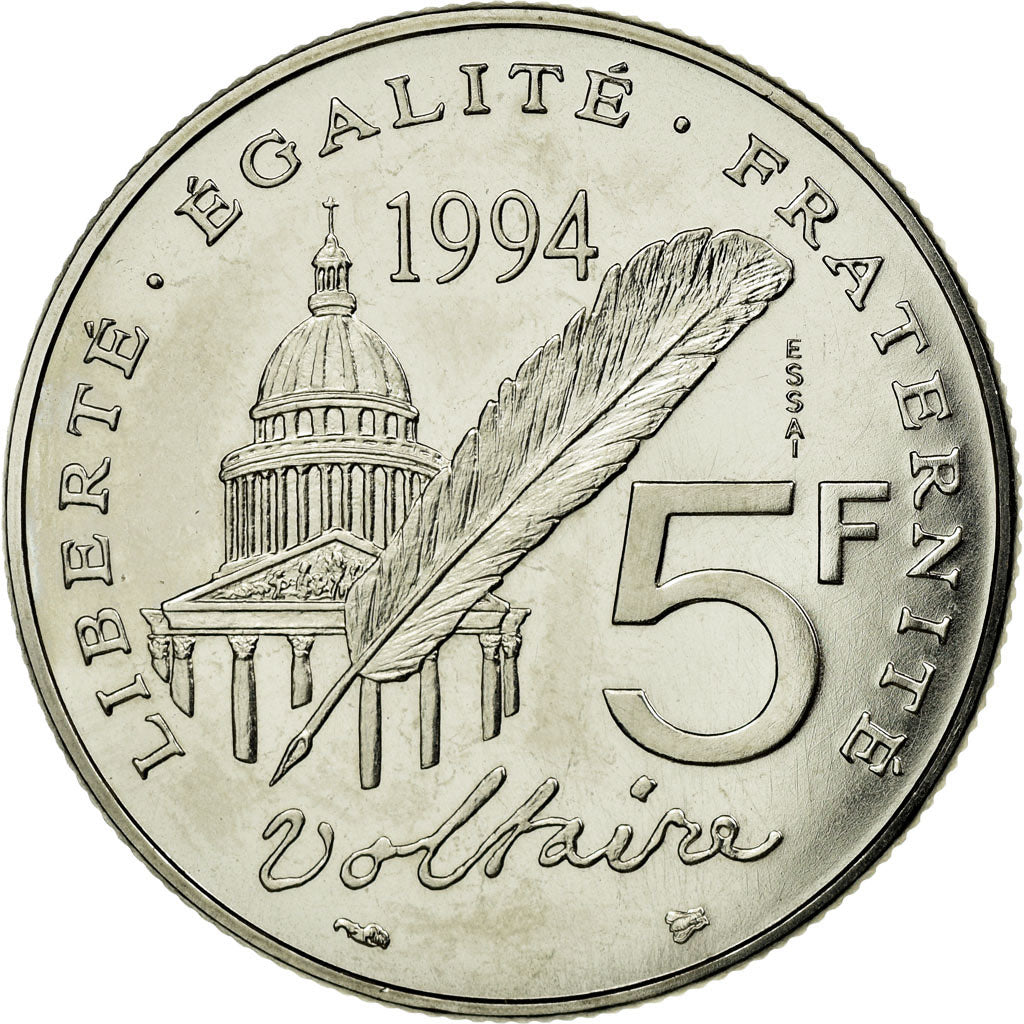 Coin, France, Voltaire, 5 Francs, 1994, Paris, ESSAI, MS(63), Nickel, KM:1063
