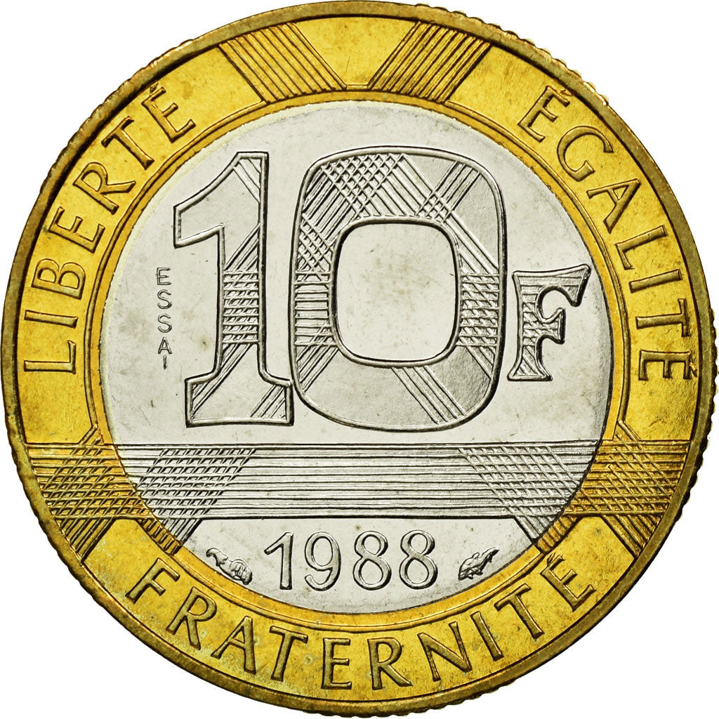 Coin, France, Génie, 10 Francs, 1988, Paris, ESSAI, MS(63), Bi-Metallic