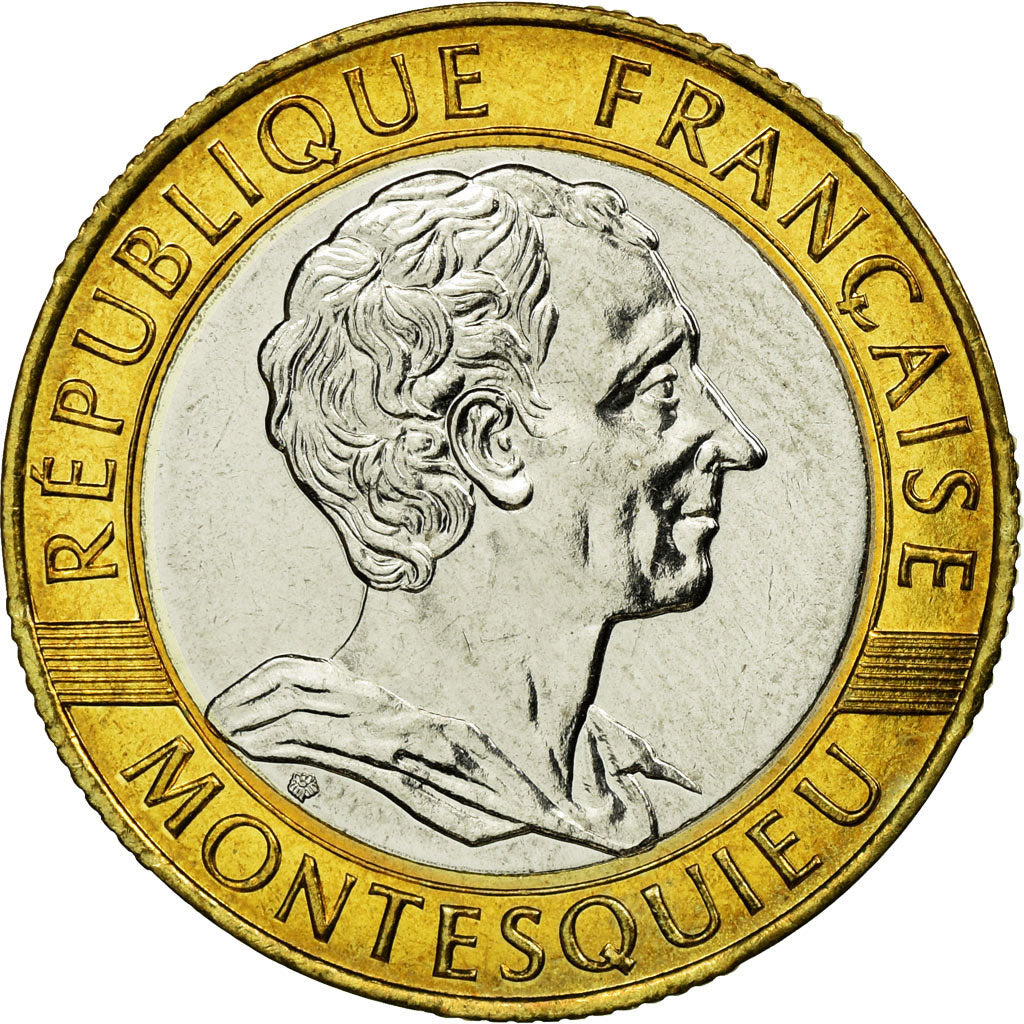 Coin, France, Montesquieu, 10 Francs, 1989, Paris, ESSAI, MS(63), Bi-Metallic