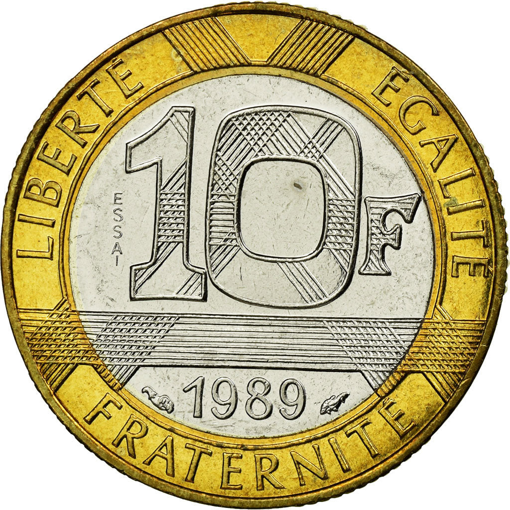 Coin, France, Montesquieu, 10 Francs, 1989, Paris, ESSAI, MS(63), Bi-Metallic