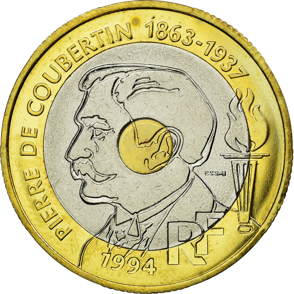 Moneda, Francia, Pierre de Coubertin, 20 Francs, 1994, Paris, ESSAI, SC